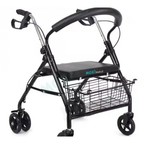 Folding Rollator with Seat Portable Adjustable Steel Rolla